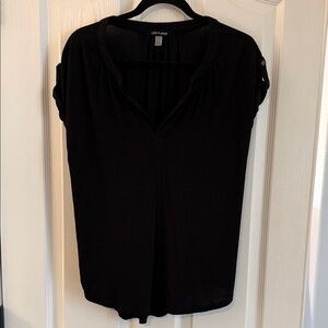 Black v-neck short sleeve blouse